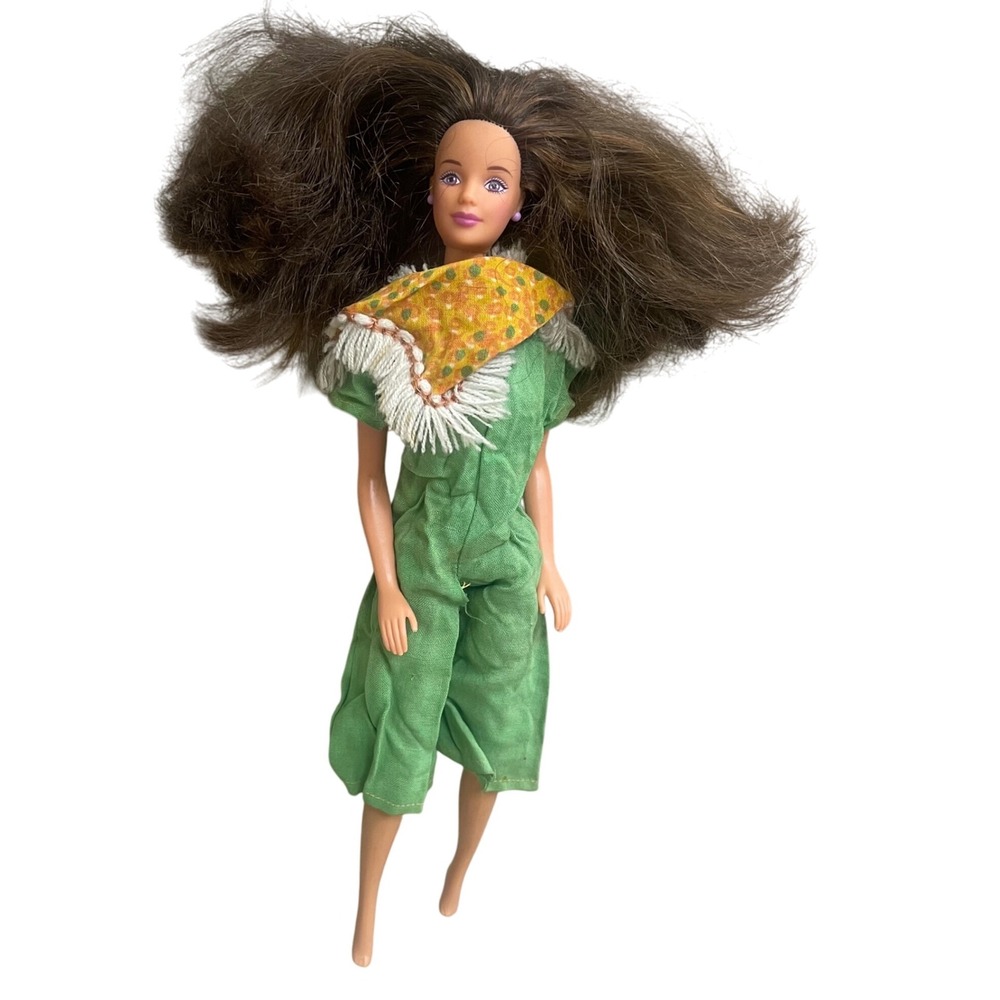 Vintage 1966 Mattel Barbie Doll Green Jumpsuit Outfit Collectible Toy brunetTe